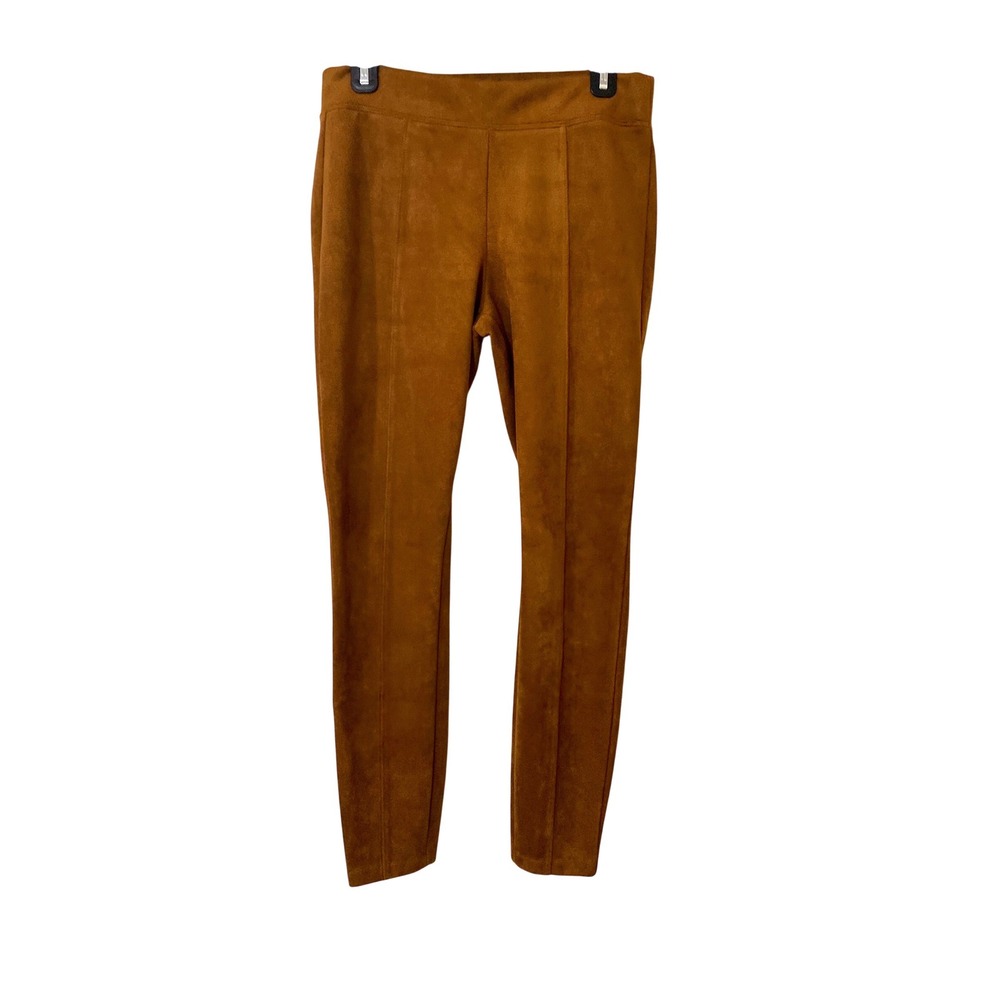 Old Navy Stevie Cognac Faux Suede Pintuck Leggings Brown Slim Pants Women's M